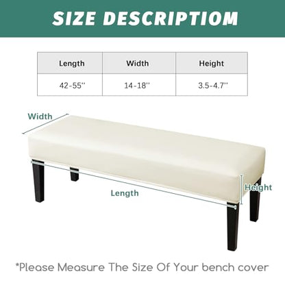 FUANGUI PU Waterproof Bench Cover, Stretch Dining Bench Cover for bedrooms, Living Rooms, Kitchens, Protector Chair Bench Piano Bench Seat Covers Stool Slipcover Removable, Washable - Beige - color: Pu Beige
