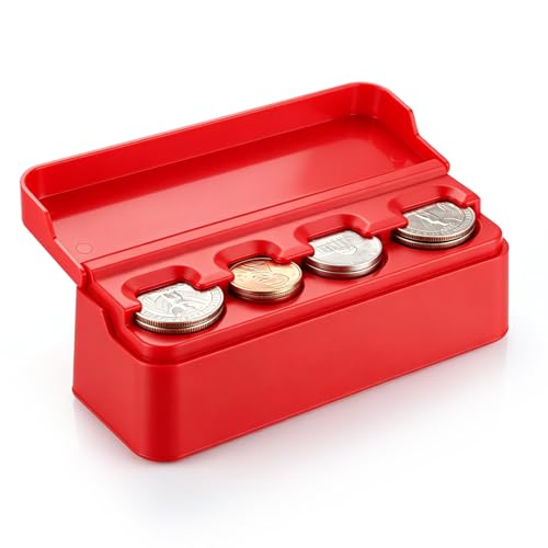 SINGARO Coin Holder for Car, Coin Change Organizer Compatible with Coins of Different Sizes, Dash-Mounted Holder Suitable for Most Cars, Trucks(Red) - color: RED, size: 1pc