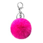 Cute Faux Rabbit Fur Ball Pom Pom Keychain Car Key Ring Handbag Tote Bag Pendant Purse Charm - color: Rose