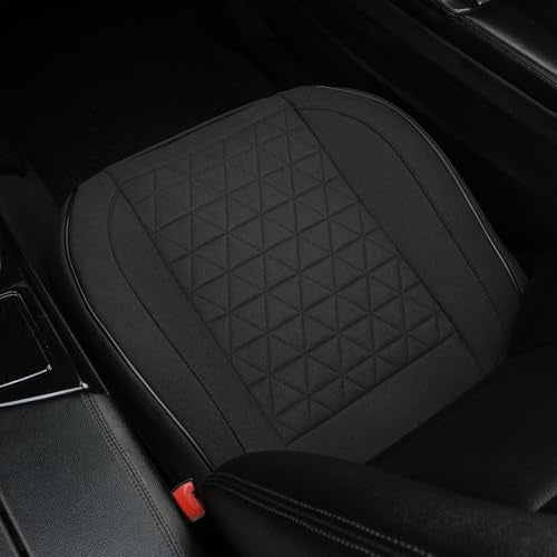 West Llama Linen Front Car Seat Cover Protector Anti-Slip Bottom Seat Cover Fits 95% of Vehicles,Wrapping Around The Bottom,Triangular Pattern(Black-1Pcs) - color: Triangular Pattern-Black, size: 1 Piece Linen