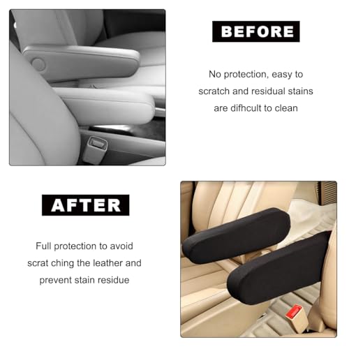 KVAEY 2 PCS Car Front Seat Armrest Covers, Elastic Fabric Stretch Car Seat Armrest Protectors, Soft Front Seat Armrest Cover Replacement, Universal Vehicle Accessories for Cars (Black) - color: Black