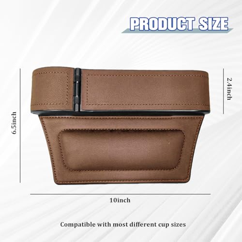 Car Seat Gap Filler Organizer with Cup Holder Expander, Leather Console Seam Filler Storage Box, Auto Front Seat Gap Organizer for Phones Keys Glasses, Universal Fit (Brown Driver) - color: Brown, size: Driver