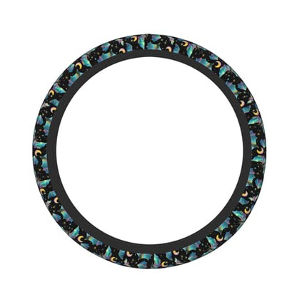 Gothic Bat Elastic Stretch Steering Wheel Cover 15 inch, Car Accessories Cover for Women Men, Breathable Anti-Slip - color: D03100155