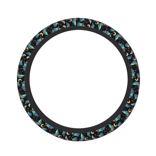 Gothic Bat Elastic Stretch Steering Wheel Cover 15 inch, Car Accessories Cover for Women Men, Breathable Anti-Slip - color: D03100155