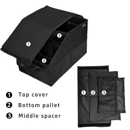 Car Seat Organizer - Passenger Seat Organizer, Collapsible Small Car Seat Storage Organizer with Lid（Black）