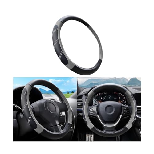 Car Steering Wheel Cover, Elastic Sport Leather Vehicle Steering Wheel Protector, Non-Slip Soft Grip Padded Auto Interior Protective Accessories, 14.5-15 Inch Universal Fit（Gray） - color: Style 2-Gray