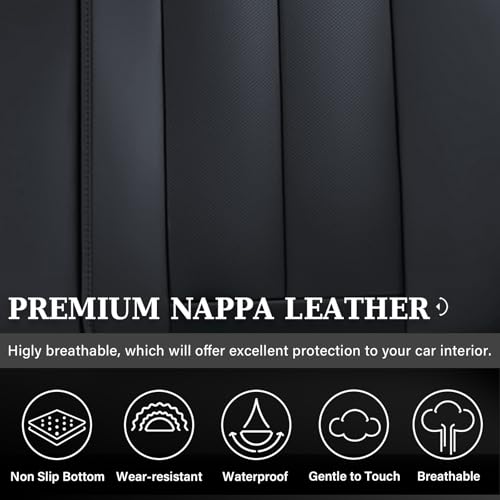Coverado Car Seat Covers, Back Seat Cover, 3-Pieces Black Rear Car Seat Covers, Waterproof Car Seat Cushion, Car Seat Protector, Leather Seat Cover Seat Protector Universal Fit Most Cars - color: Black
