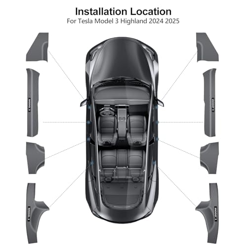 8PCS Door Sill Protector for Tesla Model 3 Highland 2024-2026, Carbon Fiber Texture Door Sill Guards Anti-Scratch, Full Protect Front and Rear Door Protection Pad Tesla Interior Accessories