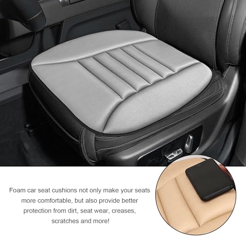 Car Seat Cushion, 1.2" Thick Comfort Memory Foam Auto Seat Pad with Non Slip Bottom, Breathable Driver Seats Pillow Pressure Relief Chair Cushion for Vehicle Office Home (Gray)