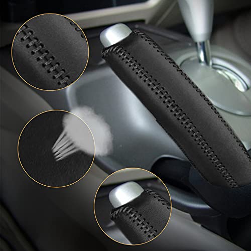 Compatible with Genuine Leather Hand-Stitched Handbrake Cover Interior Accessories Protective Decoration for Honda Civic 2006 2007 2008 2009 2010 2011 Black Line - color: Black Line