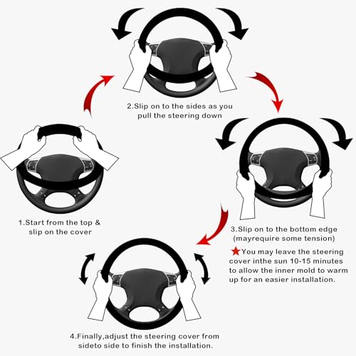 Steering Wheel Cover, with Non-Slip Lining, Cool in Summer Warm in Winter for Men Women, 14.5-15 Inch Non-Slip Breathable Leather Car Steering Wheel Protector - color: Gradient Blue