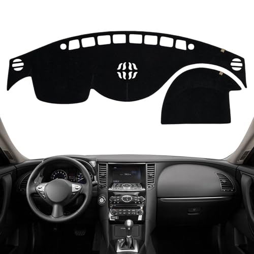 Dashboard Cover Dash Mat Fit for in-finiti 12-09 FX35,2013 FX37,13-09 FX50,17-14 QX70 (Without HUD Models),Car Dash Board Mat Anti-Glare Carpet,Non-Slip Pad (Black) - color: Black, size: Fit 09-12 FX35 - (Black)