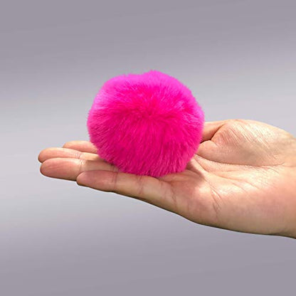 Cute Faux Rabbit Fur Ball Pom Pom Keychain Car Key Ring Handbag Tote Bag Pendant Purse Charm - color: Rose