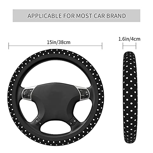 Black and White Polka Dot Steering Wheel Covers Non Slip Neoprene Steering Wheel Protector Universal 15 inch for Women Men - color: Black19