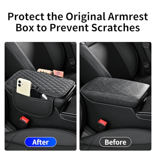 Arm Rest Cover for Car, Microfiber Leather Universal Car Console Covers Accessories with 2 Storage Bags, Pink - color: Pink