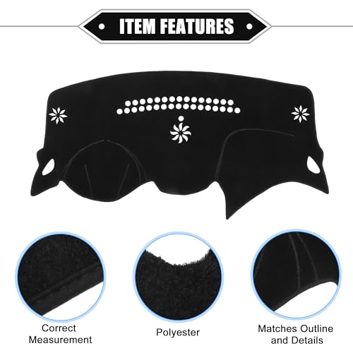 Car Dashboard Cover Mat Compatible for Chevrolet Cruze 2016-2021, Protective Polyester Black Center Console Interior Trim Dash Board Mat