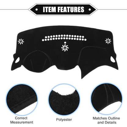 Car Dashboard Cover Mat Compatible for Chevrolet Cruze 2016-2021, Protective Polyester Black Center Console Interior Trim Dash Board Mat