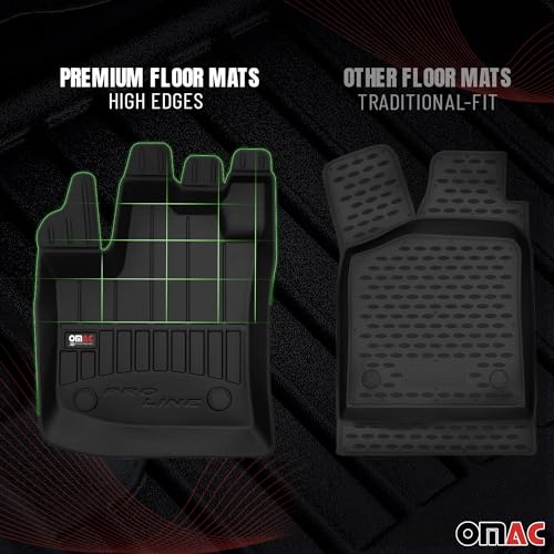 OMAC Premium Floor Mats for Nissan Pathfinder 2005-2012 Car Mats All Weather 3D Custom Fit Rubber Mat Waterproof Odorless TPE Floor Liners Laser Measured Non-Slip (Black)