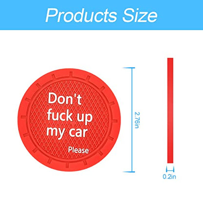 Car Cup Coaster, 4Pcs 2.75 Inch Auto Cup Holder Insert Coasters, Non-Slip Waterproof Embedded Drink Mat, Automotive Interior Accessories for Men and Women (D Red/4PCS) - color: D Red/4PCS