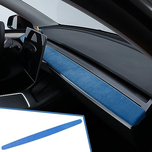 GZXinWei Blue Suede Interior Trim Sticker Dashboard Cover Center Console Panel Wrap Styling Moulding Decor Accessories for Alcantara Tesla Model Y 2020-2024 Model 3 2017-2023 - color: Blue