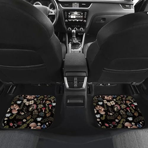 Mushroom Flower Universal Car Front Rear Floor Foot Mats Anti-Slip Car Mat Full Set of 4 Pieces Carpet All Weather Protection Fit for SUV,Vans,sedans, Trucks - color: Mushroom Flower Forest