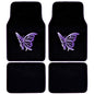 BDK Purple White Butterfly Design Carpet Car Floor Mats for Auto Van Truck SUV-4 Pieces Front & Rear Full Set with Rubber Backing-Universal Fit (MT-509-PP) - color: Purple White Butterfly