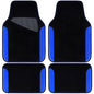 CAR PASS Rainbow Waterproof Universal Fit Faux Leather Car Carpet- Anti-Slip Nibbed Backing Floor Mats for SUV, Vans, Sedans, Trucks, Automotive Set of 4pcs (Black with Blue) - color: Blue