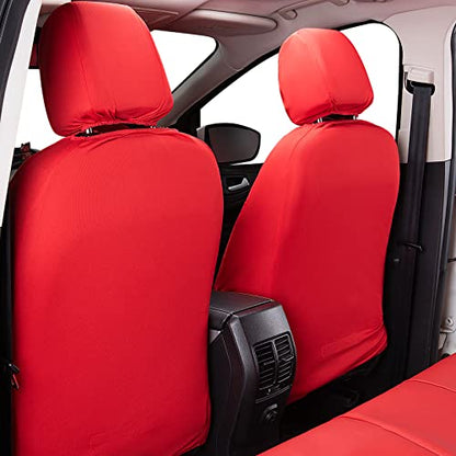 Flying Banner car seat Covers Protects Water Proof Faux Leather Carbon Fiber Fronts Rear Bench Covers (Red Red, Full Set - 8PCS) - color: Red Red, size: Full Set -- 8PCS