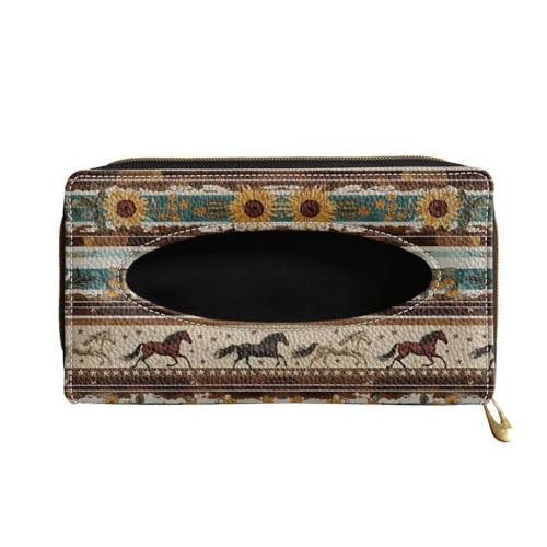Biyejit Car Tissue Holder, Aztec Sunflower Horse Premium Sun Visor Napkin Case, Hanging Car Accessories Used to Organize Paper Towels and Storage Small Items - color: Aztec Sunflower Horse, size: 1 Pack