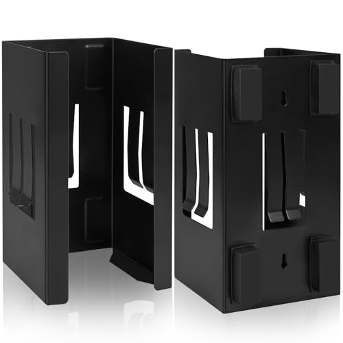 Magnetic Glove Dispenser 2 Pack - Heavy Duty Wall Mount & Fridge Organizer for Gloves, Paper Towels, Wipes - Tool-Free Installation for Kitchen, Garage, Workshop, Office - Black (Black Steel)