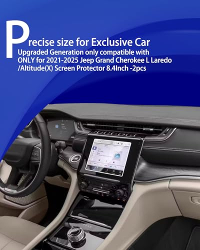 2pcs 2025 Jeep Grand Cherokee L Laredo/Altitude(X) Screen Protector for 2021 2022 2023 2024 2025 Grand Cherokee L 8.4Inch Radio Screen Protector 2025 Grand Cherokee L Accessories - size: 8.4inch