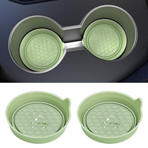 Car Cup Coaster Universal Automotive Waterproof Non-Slip Cup Holders Sift-Proof Spill Holder Car Interior Accessories 2 Pack Tea Green - color: Tea Green Solid, size: 2 Pack