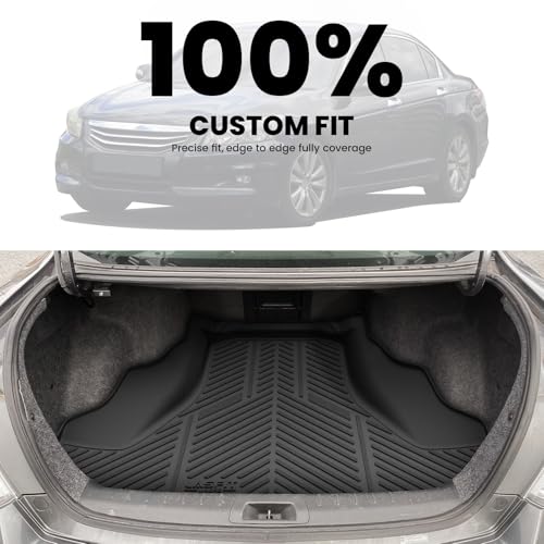 LASFIT Trunk Mat for Honda Accord 2012 2011 2010 2009 2008, All Weather TPE Custom Fit Pet Friendly Easy Clean Trunk Liner Cargo Mat Cargo Liner Accessories, Black - style: 6）For Honda Accord | 2008-2012 | Trunk Mat