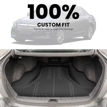 LASFIT Trunk Mat for Honda Accord 2012 2011 2010 2009 2008, All Weather TPE Custom Fit Pet Friendly Easy Clean Trunk Liner Cargo Mat Cargo Liner Accessories, Black - style: 6）For Honda Accord | 2008-2012 | Trunk Mat