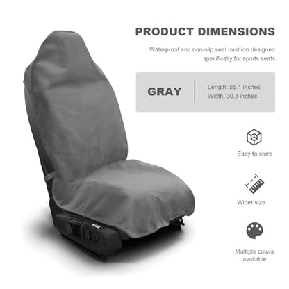 Car Towel Seat Cover, Waterproof Non-Slip Bucket Seat Protector for Running Swimming Hiking, Universal Machine Washable Front Seats Towel Protective Cover for Car SUV Truck (Gray)
