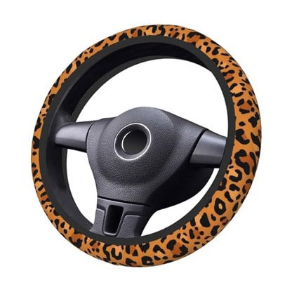 Animal Leopard Print Cheetah Steering Wheel Cover, Non-Slip Breathable Neoprene Steering Wheel Covers, Women Car Accessories Universal 15 Inch Fit Auto, Suvs, Truck - color: Animal Leopard