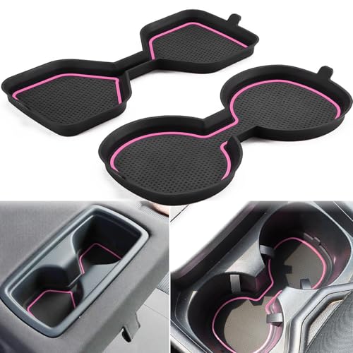 Auovo 3D Cup Holder Inserts for Toyota RAV4 Accessories 2025 2024 2023 2022 2021 2020 2019 Silicone Center Console Cup Holder Coaster Liner Mat Pad Interior Trims (Pink, 2pcs kit) - color: Pink, size: 2PCS