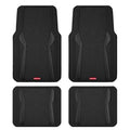 Rubbermaid Car Floor Mats Full Set, Premium Heavy Duty All-Weather Car Mats– Rugged Rubber with Brushed Aluminum Inserts, Universal Trim-to-Fit, Anti-Slip Backing for Cars, SUVs, Trucks & Vans - Black - color: Black
