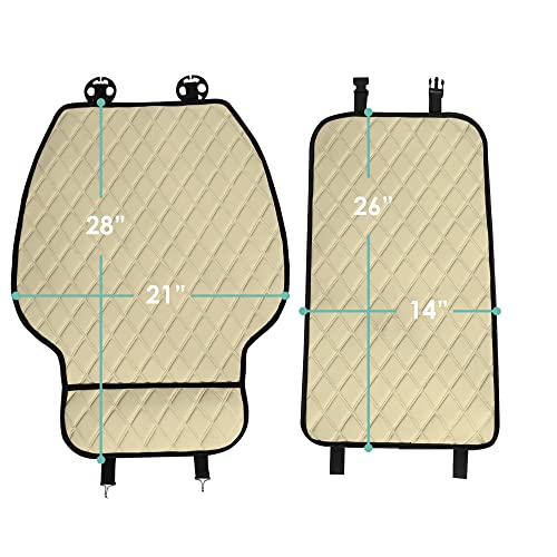 FH Group Car Seat Cushion – Neosupreme Single Front Seat Cover with Front Pockets, Airbag Compatible, Universal Fit Car Seat Cushion for Driver or Passenger Seat, SUV, Truck, Sedan & Van – Beige - color: Beige, style: Front