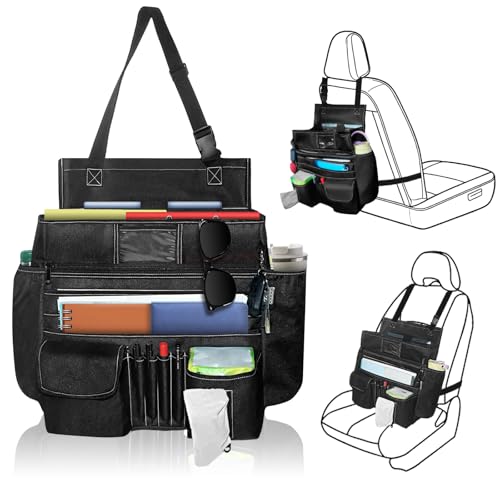 Seat Organizer Front Seat,Patrol Bag Law Enforcement with Large Storage,Universal Fit for Front & Back Seats,Dedicated Tablet and 17 Inch Laptop Storage,for Truck Office, Police,Black