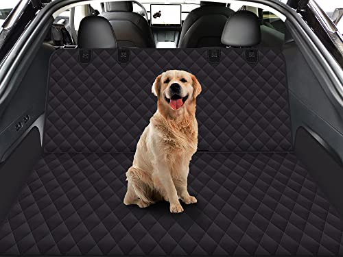 GXT Dog Back Seat Cover Protector for Cars SUV and Trucks with Mesh Window, Scratchproof Nonslip and Waterproof Material - color: black, style: Seat Cover and Dog Seat Belt