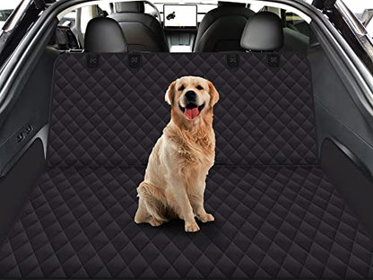 GXT Dog Back Seat Cover Protector for Cars SUV and Trucks with Mesh Window, Scratchproof Nonslip and Waterproof Material - color: black, style: Seat Cover and Dog Seat Belt