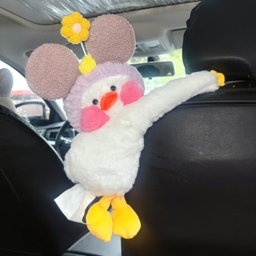 Plush Monkey Tissue Box Holder, Plush Pocket Tissue Cover for Car, Home, Office, Desk, Bathroom, Cute Decorative Soft Organizer (Orange Flower Duck) - color: Orange Flower Duck