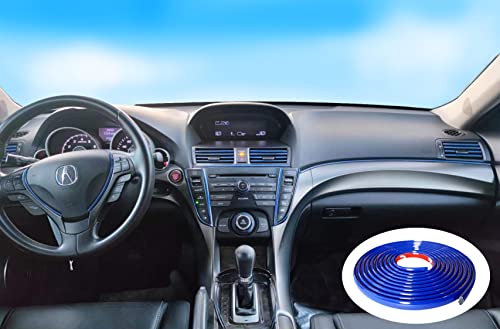 Dark Blue Car Motor Bike Self-Adhesive Exterior and Interior Molding Trim Universal Dashboard Bumper Window Door Body Side Decorative Strip Scratch-Proof (Width: 1/4 inch (6mm), 32Ft) - size: 32Ft, style: Width: 1/4 inch (6mm)