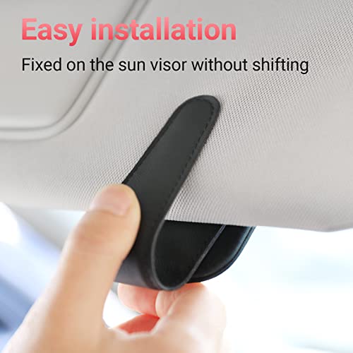 Sunglass Holder for Car Visor Sunglasses Clip Magnetic Leather Glasses Eyeglass Holder Interior Car Accessories for Woman Man -2 Packs Black - color: Black