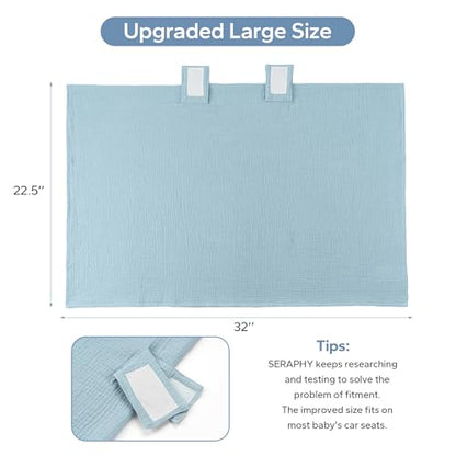 SERAPHY 100% Muslin Cotton Car Seat Cover Baby, Universal Carseat Covers, Breathable Baby Car Seat Canopy for Boys Girls, Soft Infant Car Seat Cover for Summer —Blue - color: Blue