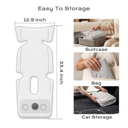 Stroller Cooling Pad with Fan for Baby, 10000mA Rechargeable Battery Baby Car Seat Cooling System for Backseat, Max 10H Ventilation 3 Speeds Cooling Mat Liner for Toddler Boys Summer Essentials - color: Gray