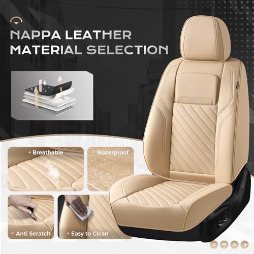 Coverado Car Seat Covers Front Set - color: Beige-0, size: Front Pair