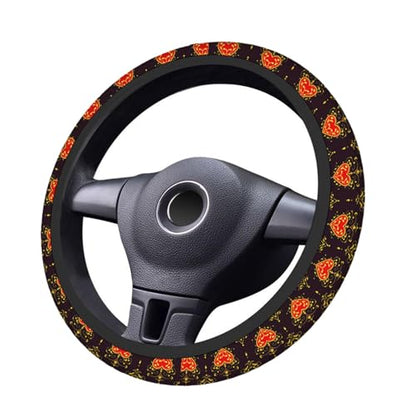 Swono Steering Wheel Covers Baroque Beautiful Ornamental Red Heart S with Crown Baroque Style Non Slip Neoprene Car Wrap Cover Comfort Grip Stretch-On Automotive Steering Wheel Protector 15 Inch - color: multi-056