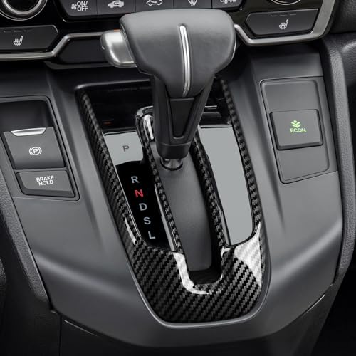Gas Center Gear Shift Panel Decals for Honda CRV 2017 2018 2019 2020 2021 2022 Accessories CR-V ABS Carbon Fiber Interior Stickers - color: Gas Center Gear Shift, Black